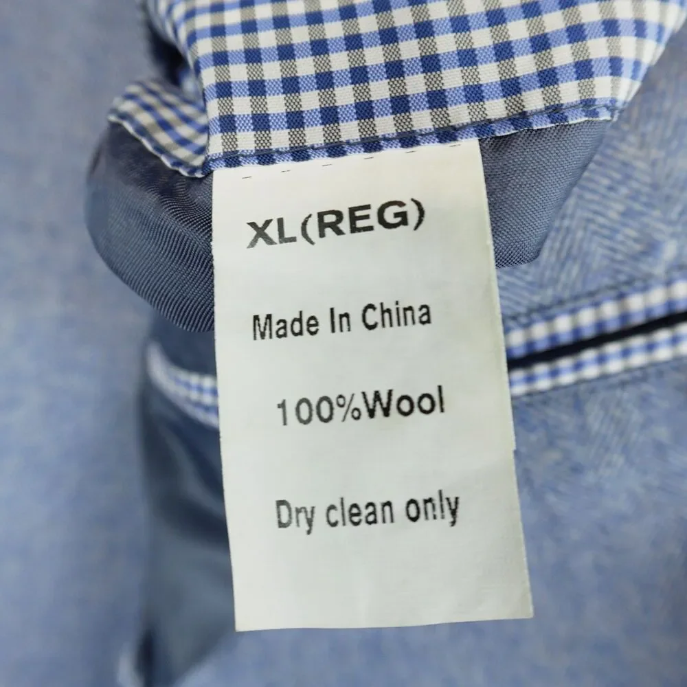 Peter Millar Blazer Wool Sport Coat XL Blue Herringbone 2 Button Unstructured